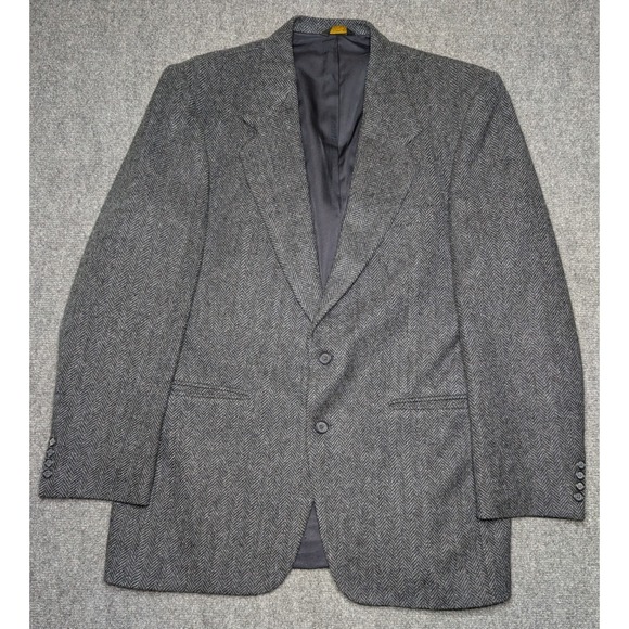 Farah Clothing Co Mens 42L Vintage Pure Wool Tweed Blazer Sport Coat Herringbone